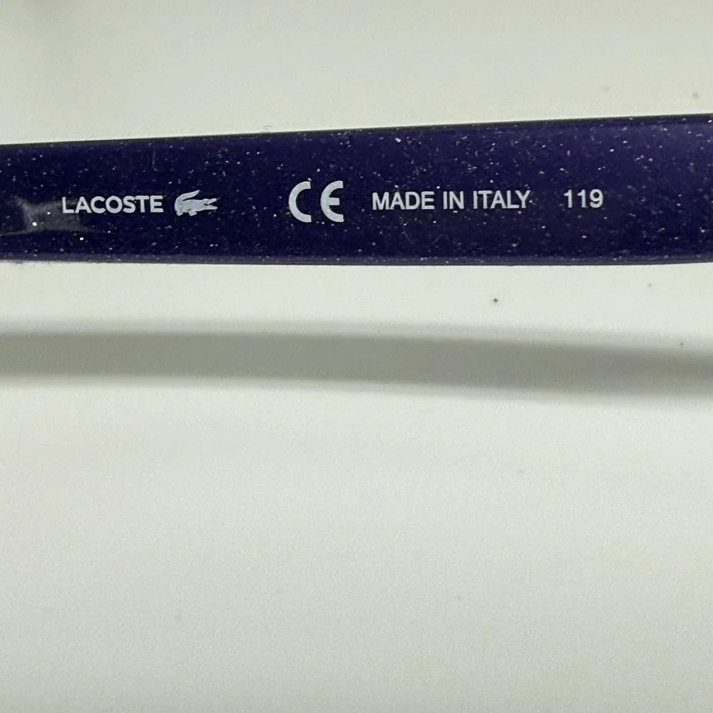 Lacoste L3803B 513 Purple Glitter Rectangular Eyeglass Frames 51-13-135 Italy